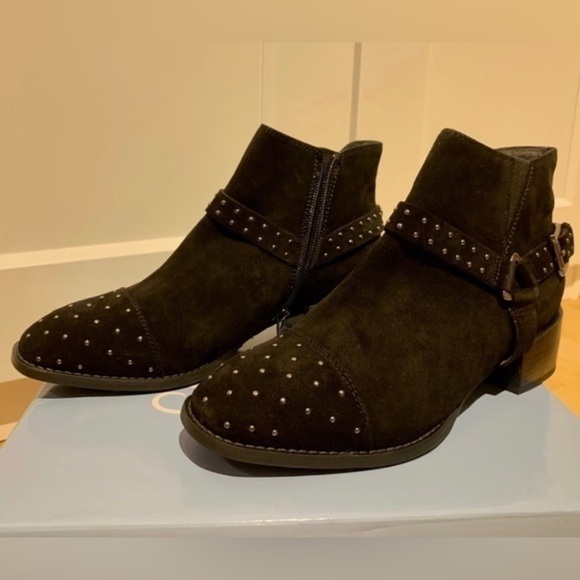 Seychelles Black Suede Studded Harness Bootie - Picture 3 of 5